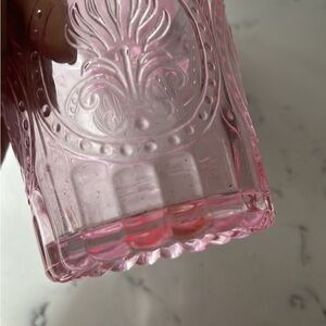 Pink Decorative glass candle holder vintage-style demure floral
